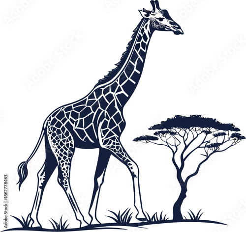 Stylized Giraffe Silhouettes for Wildlife Branding and Nature Art