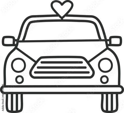 Wedding car outline. Transport vector