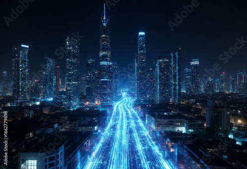 neon light technology city light  future city comunication