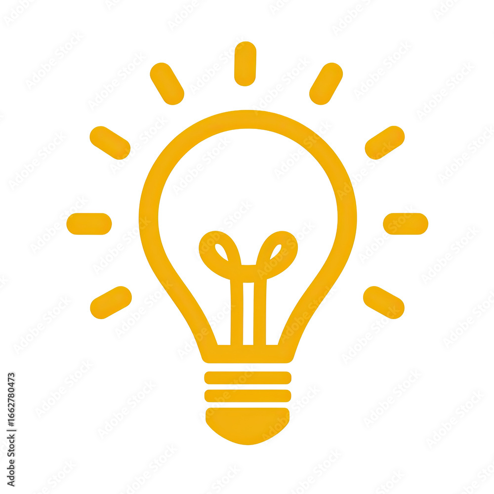 Fototapeta premium Simple yellow lightbulb icon (1)
