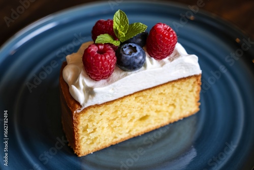 a decadent slice of vanilla cake