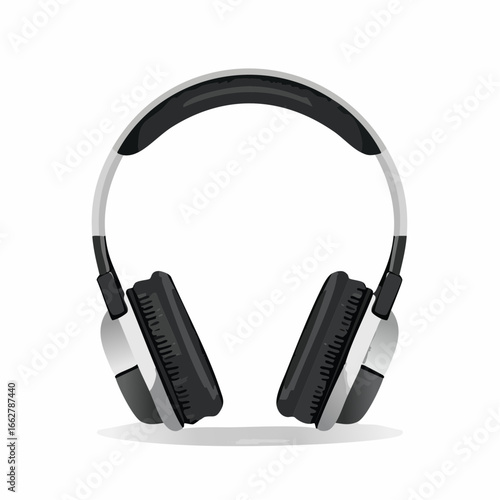 Black headphones digital art audio equipment listening device modern style high quality professional