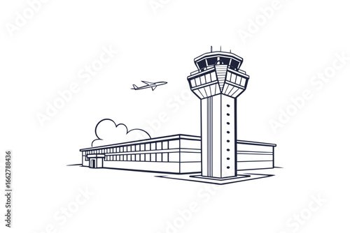 Fotografie airport control tower icon minimal outline of modern airport navigation tower bu