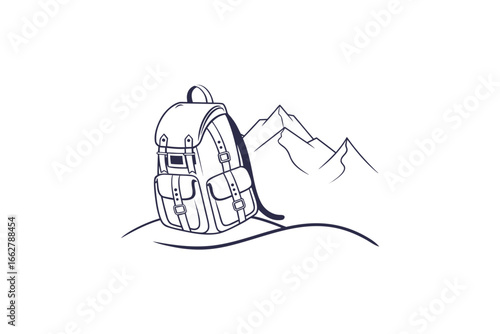 backpack icon minimal hiking style travel backpack outline with straps and top flap