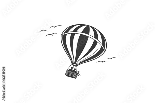 Hot air balloon icon minimal hot air balloon with basket