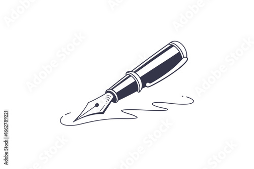 Pen icon minimal modern fountain pen outline with nib design