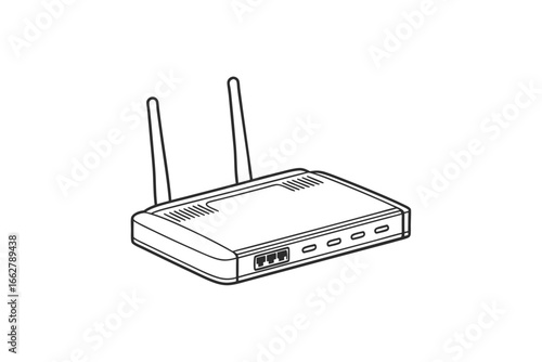 router icon small device with two antenna lines design