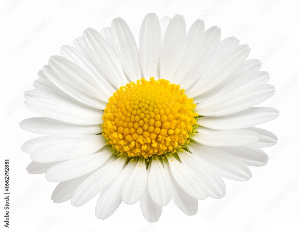 Fototapeta premium Daisy Flower (Bellis perennis) in Studio and Natural Meadow – Photorealistic Photography