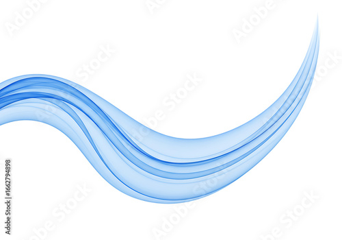 Abstract blue wave flowing isolated on transparent background