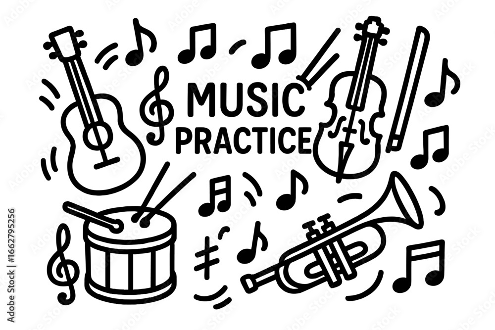 Obraz premium Musicians engaged in practice with various instruments creating harmony in a creative space