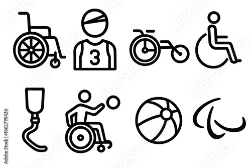 Symbols of accessibility and adaptive sports promoting inclusivity in physical activities for individuals with disabilities