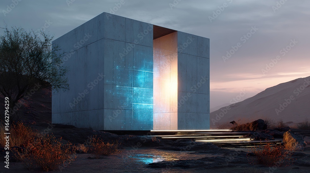 Fototapeta premium Futuristic structure in desert landscape