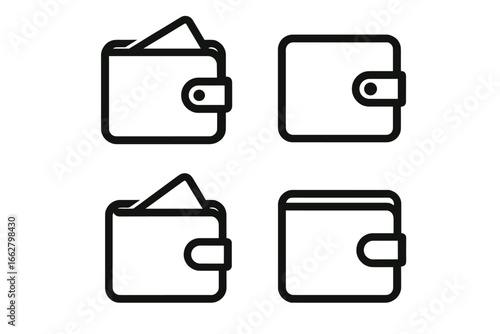 Various wallet designs arranged neatly showcasing different styles and functionalities in a minimalistic presentation