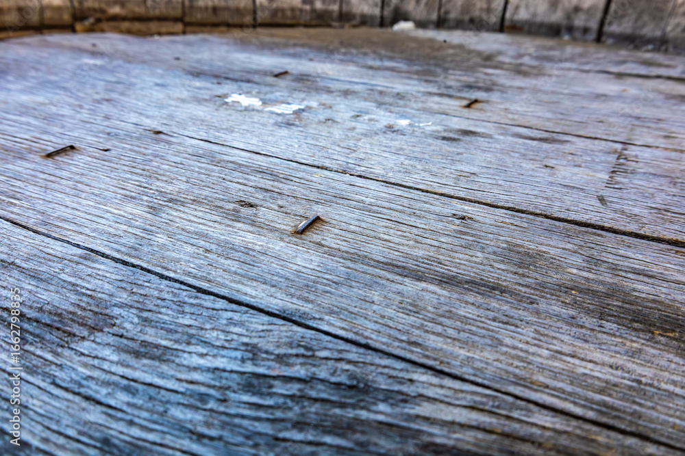 Naklejka premium Abstract background of gray surface of processed old wood 