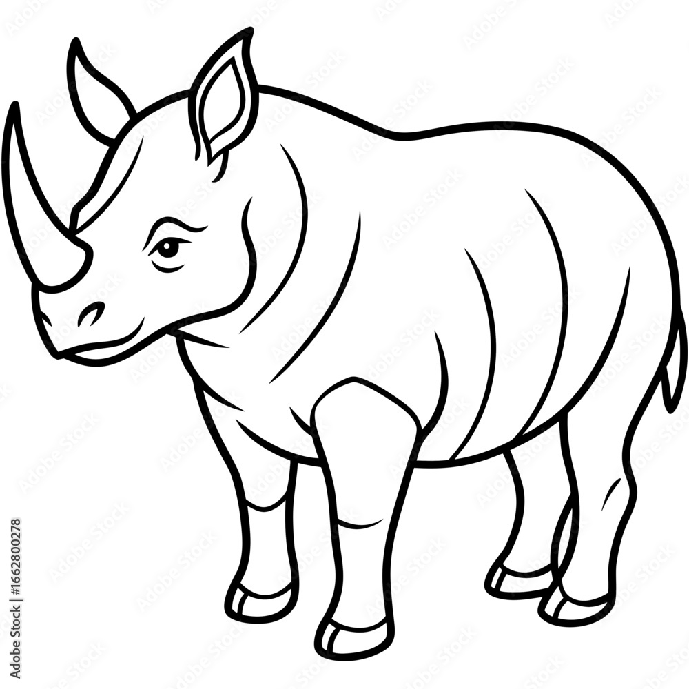 Fototapeta premium Javan Rhino line art vector