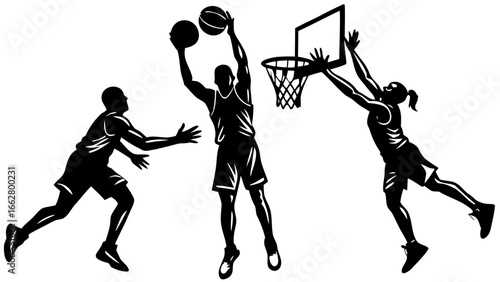 Basketball Players Action Silhouette
