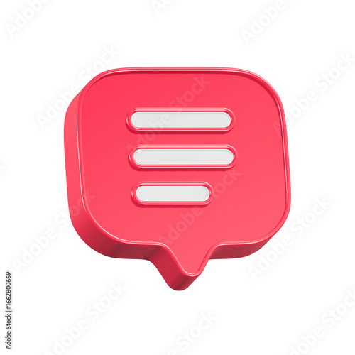 Shiny 3d red and white chat bubble for web design