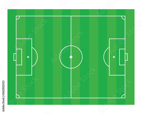 Top View of a Professional Green Football Field with Mowed Stripes