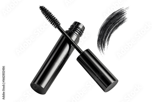 Luxurious mascara product showcase with sleek design and transparent background aesthetic