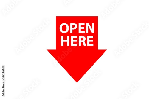 Open here button, red sale tag Free Download Open here button, red sale tag - GFXLoad