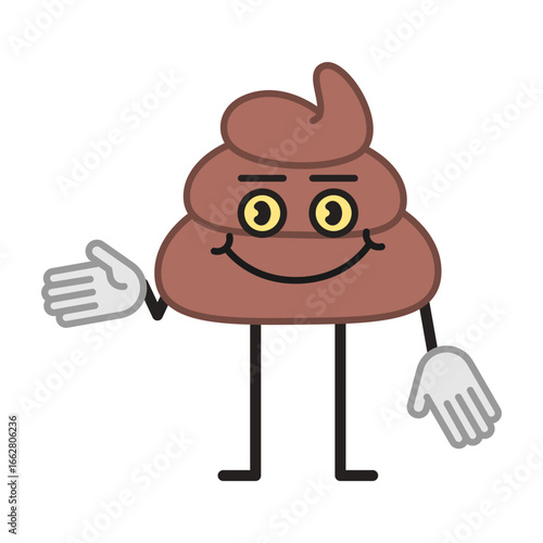 Poop character points hand and smiling option two