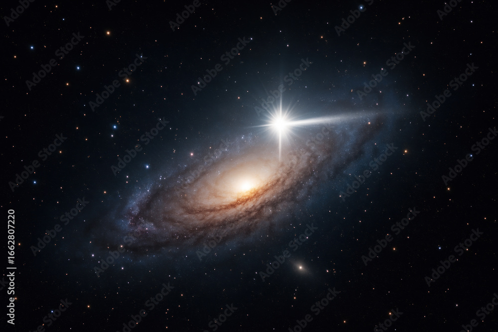 Fototapeta premium Spiral Galaxy Supernova: Cosmic Phenomenon Photo