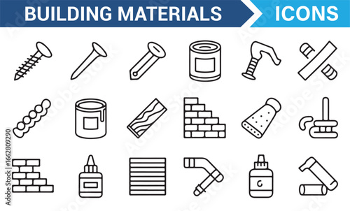Set of Construction Tools and Materials Symbols