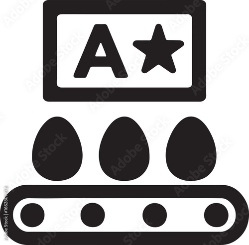 Egg grading machine silhouette icon, vector design for poultry, farming, agriculture, and food industry projects.