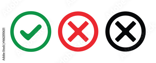 Vector Cancel Buttons in Red and Black . Vector illustration 