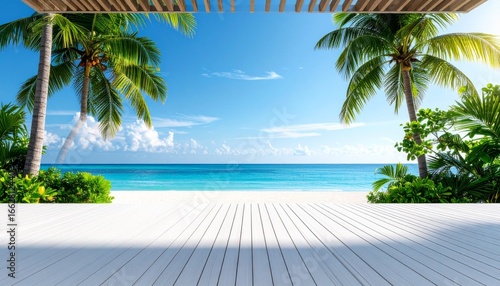 Fototapeta Naklejka Na Ścianę i Meble -  南国の海のバカンスをイメージした背景画像