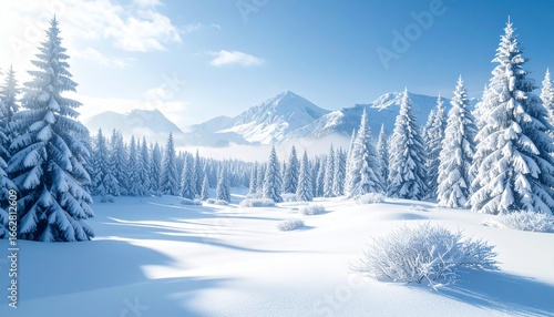 Wallpaper Mural 冬のイメージ　雪が積もる山の麓の風景 Torontodigital.ca