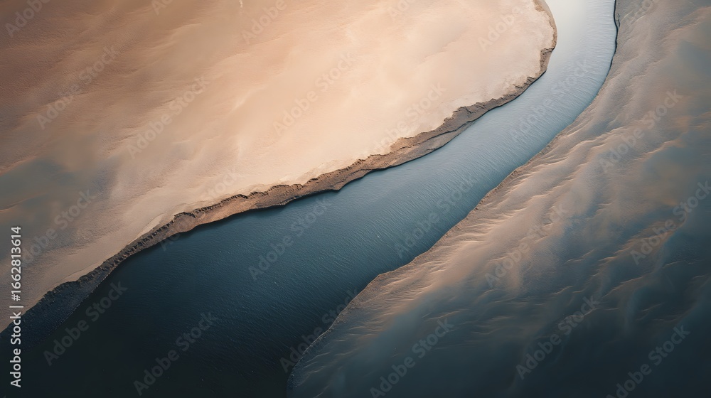 Naklejka premium A drone capture of a winding delta river creating abstract natural patterns