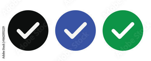 Modern Colorful Check Box Icons with Ticks. Vector illustration 