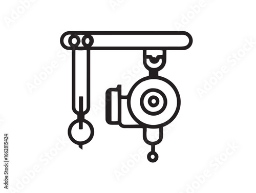Clean modern outlined illustration of advanced electric hoist device