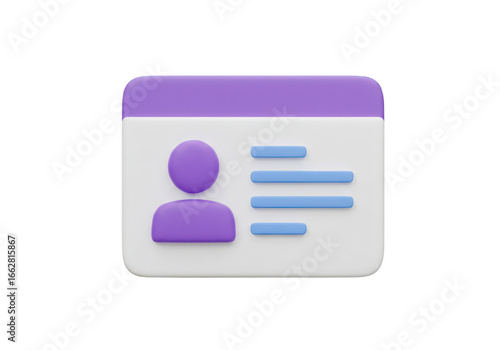 3d purple and white id card icon with blue details isolated on transparent background Free Download 3d purple and white id card icon with blue details isolated on transparent background - GFXLoad