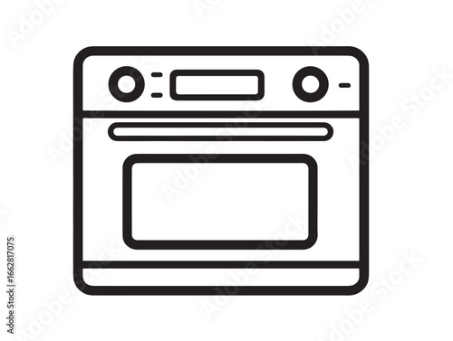 Clean flat line vector artwork showing electric oven stock design