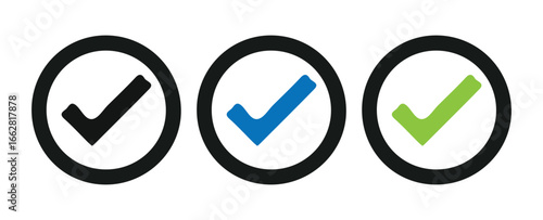 Yes Approval Icons with White Check Marks Vector illustration 