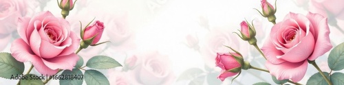 Delicate watercolor roses & buds, pastel hues, elegant, spring, wallpaper design