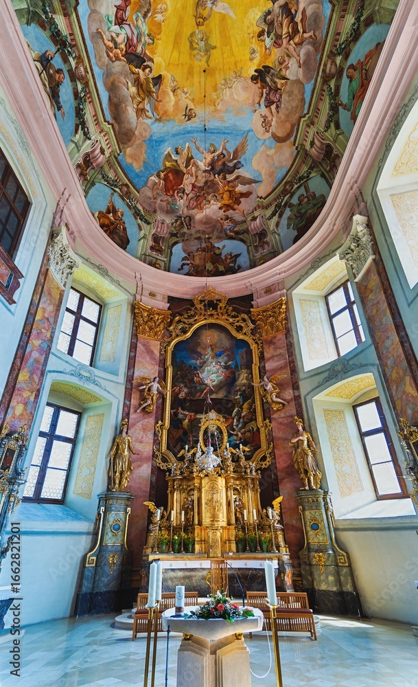Obraz premium Poellau Abbey, Poellau, Styria, Austria, Europe - 09.08.2025, interior of the church