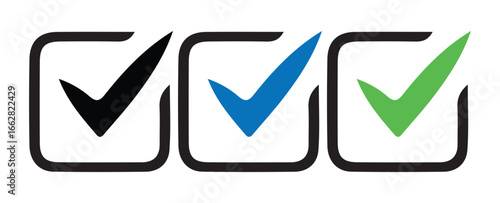Black Blue and Green Check Marks Icons vector illustration 