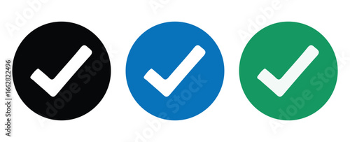Colorful Tick Mark Symbols on White Background. Vector illustration 