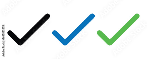Verification Icons with Multiple Color Ticks. Vector illustration 
