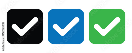 Set of Colorful Check Marks Icons. Vector illustration 