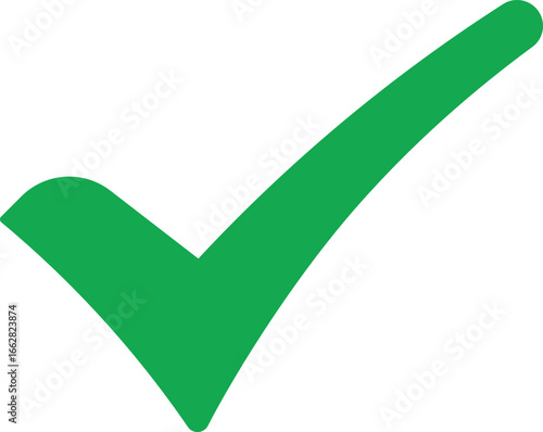 Green check mark symbol representing correctness, approval, and validation. Ideal for apps, documents, forms, and digital tasks. Simple vector illustration for modern design use.