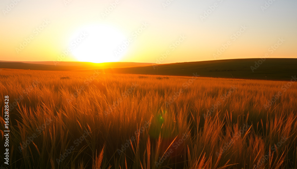 Obraz premium wheat field at sunset
