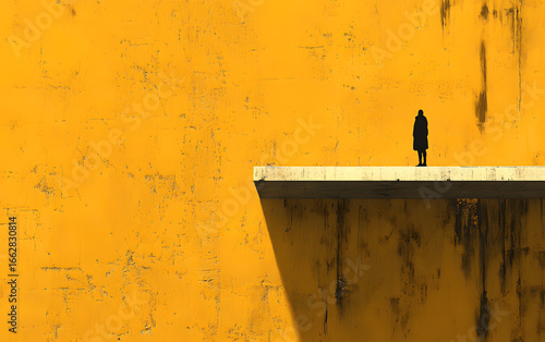 old yellow wall with blue paint