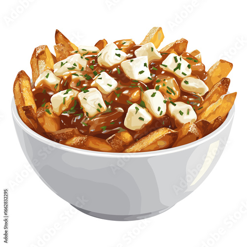 Classic Canadian Poutine with Fries Cheese Curds and Gravy