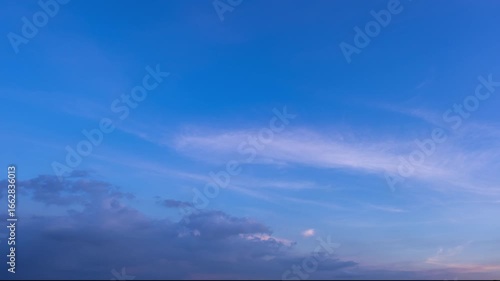 Captivating Time warp stock video of clear blue skies,Panoramic view of clear blue sky and clouds, Blue sky background with tiny clouds. White fluffy clouds in the blue sky.