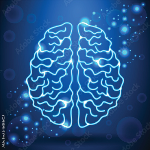 3D Modern Neon Brain Concept