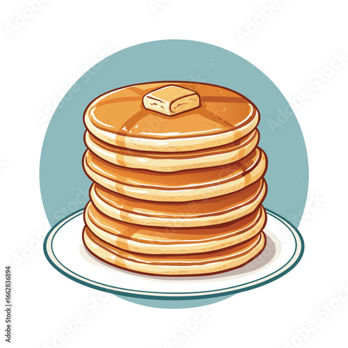 vector pancake cartoon illustration, suitable for, logos, prints, stickers, Pancake logo template, suitable for restaurant, food truck and café

